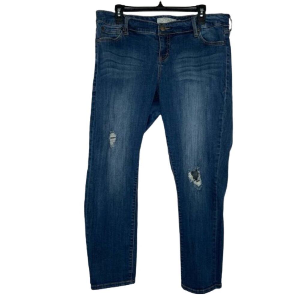 torrid Dark Blue Distressed Ankle Jeans